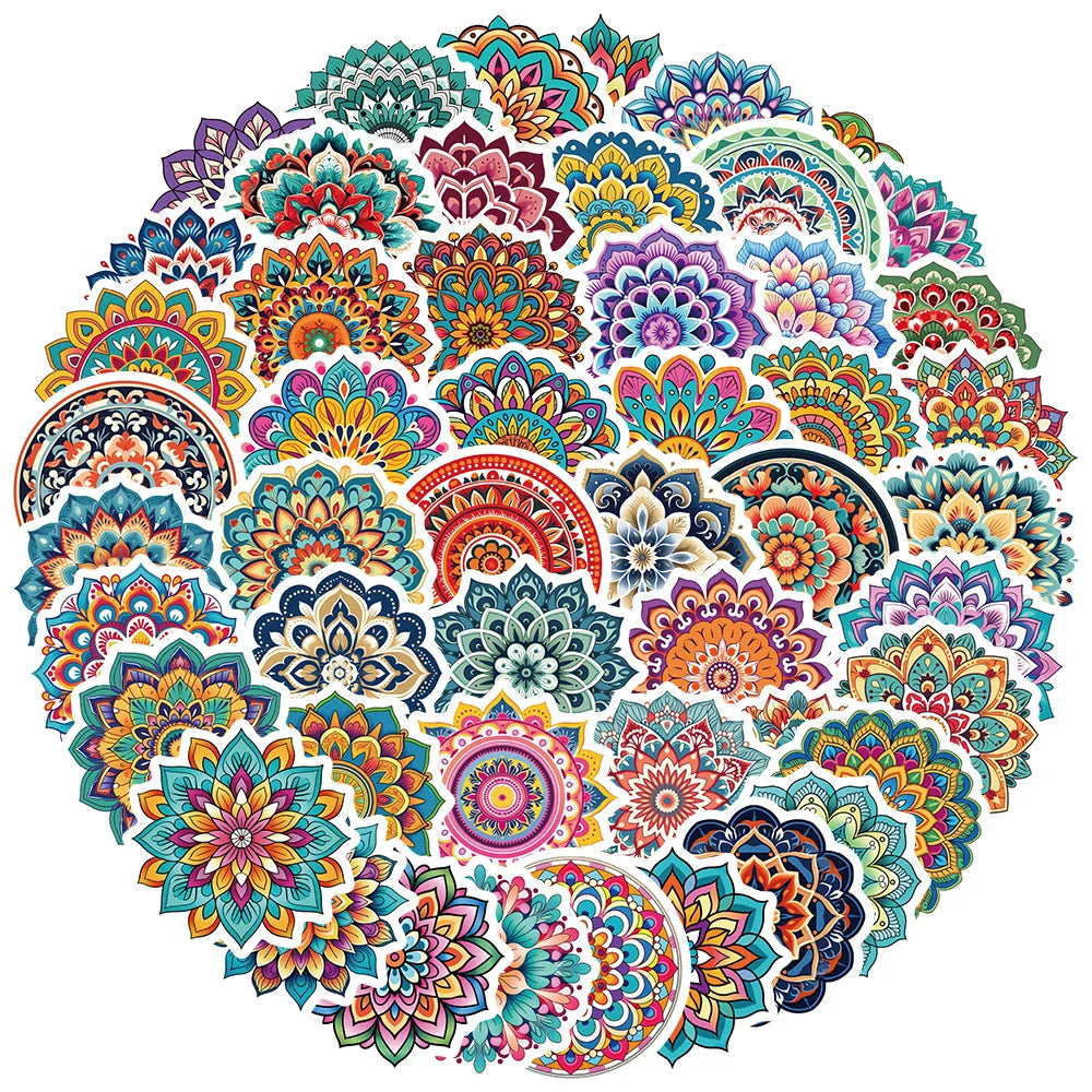 Mandala Flower Graffiti Stickers for Suitcase, Skateboard, Laptop, Luggage, Phone - 10/30/50Pcs
