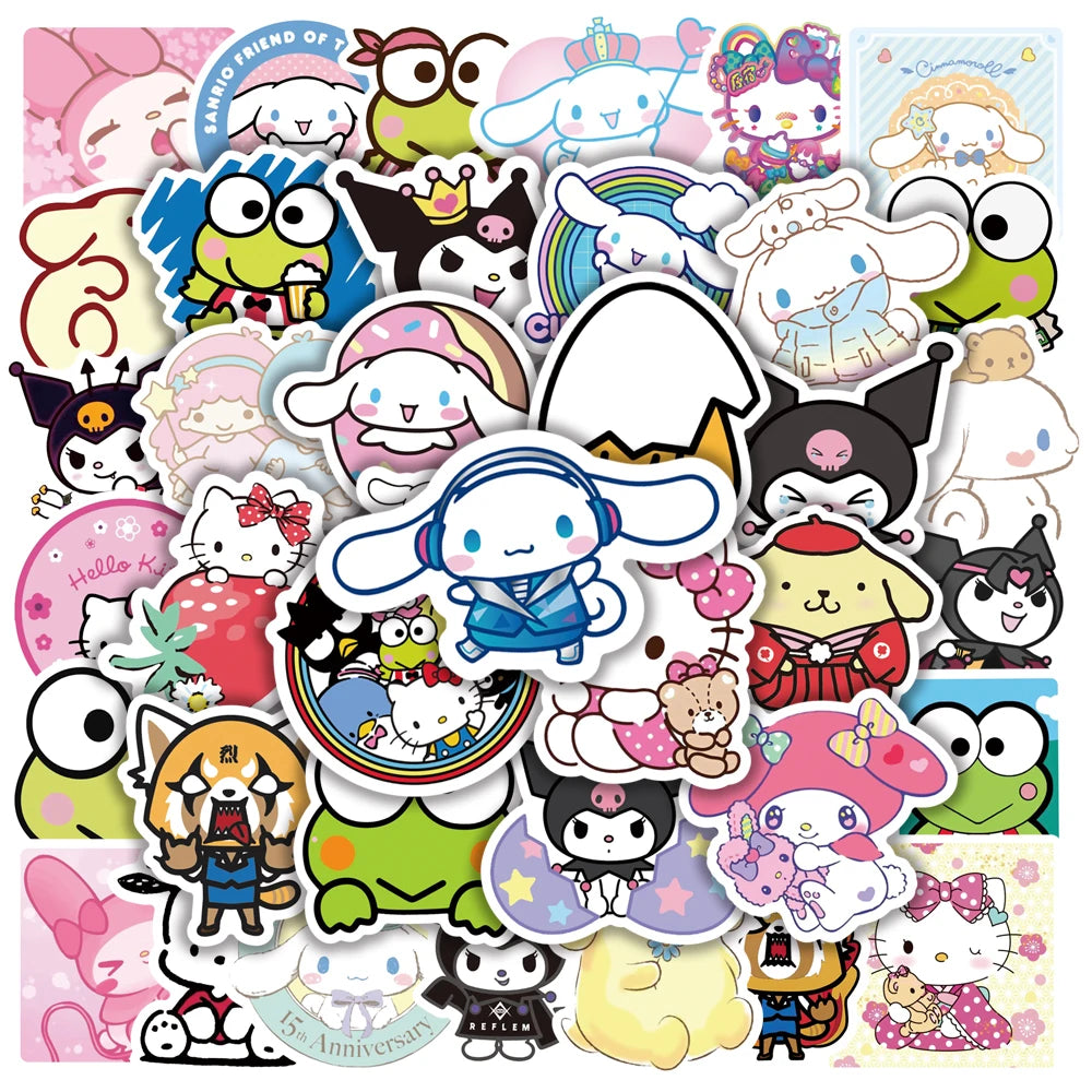 Sanrio Stickers: Kuromi, My Melody, Hello Kitty, 50/100pcs