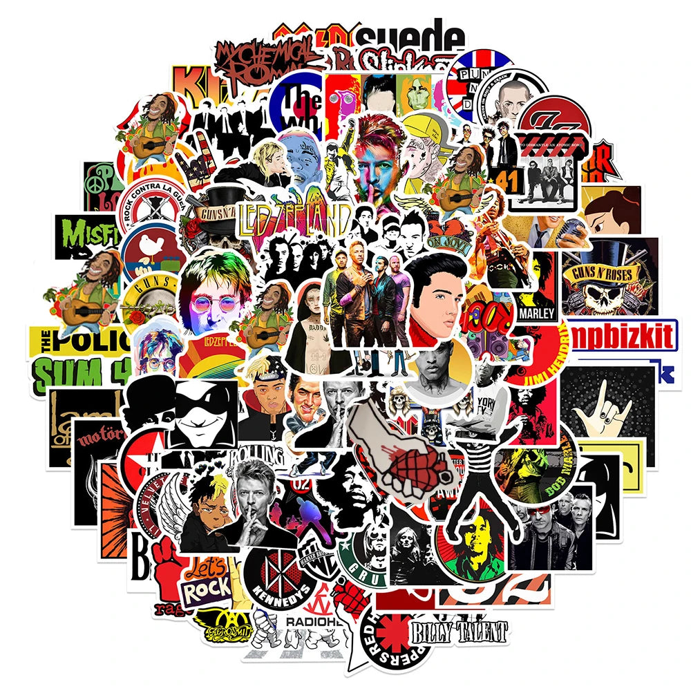 10/30/50/100PCS Popular Rock Roll Music Band Graffiti Stickers Punk Decals Guitar Motorcycle Skateboard Waterproof Cool Sticker
