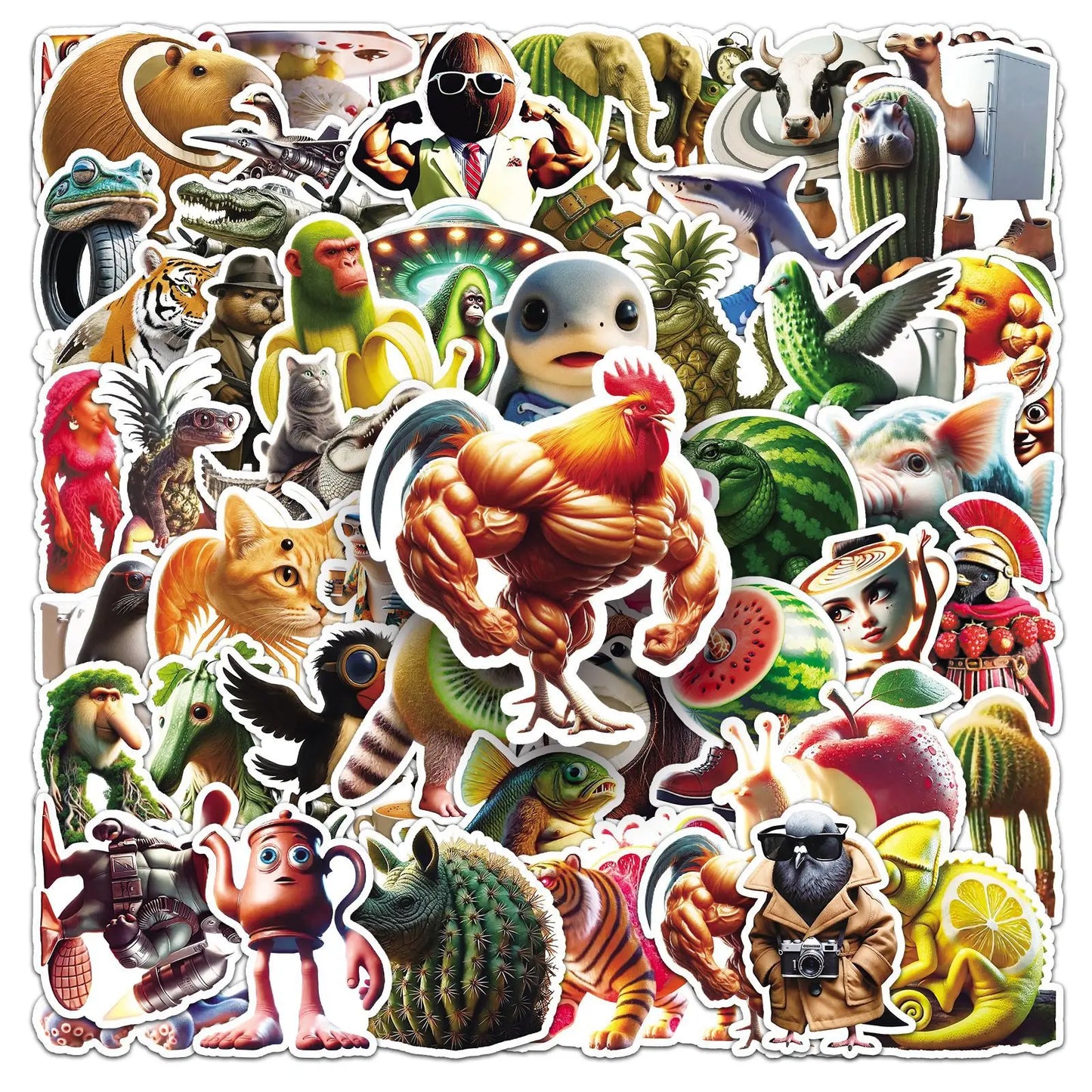 50PCS Funny Meme Stickers: Waterproof Desktop Decor