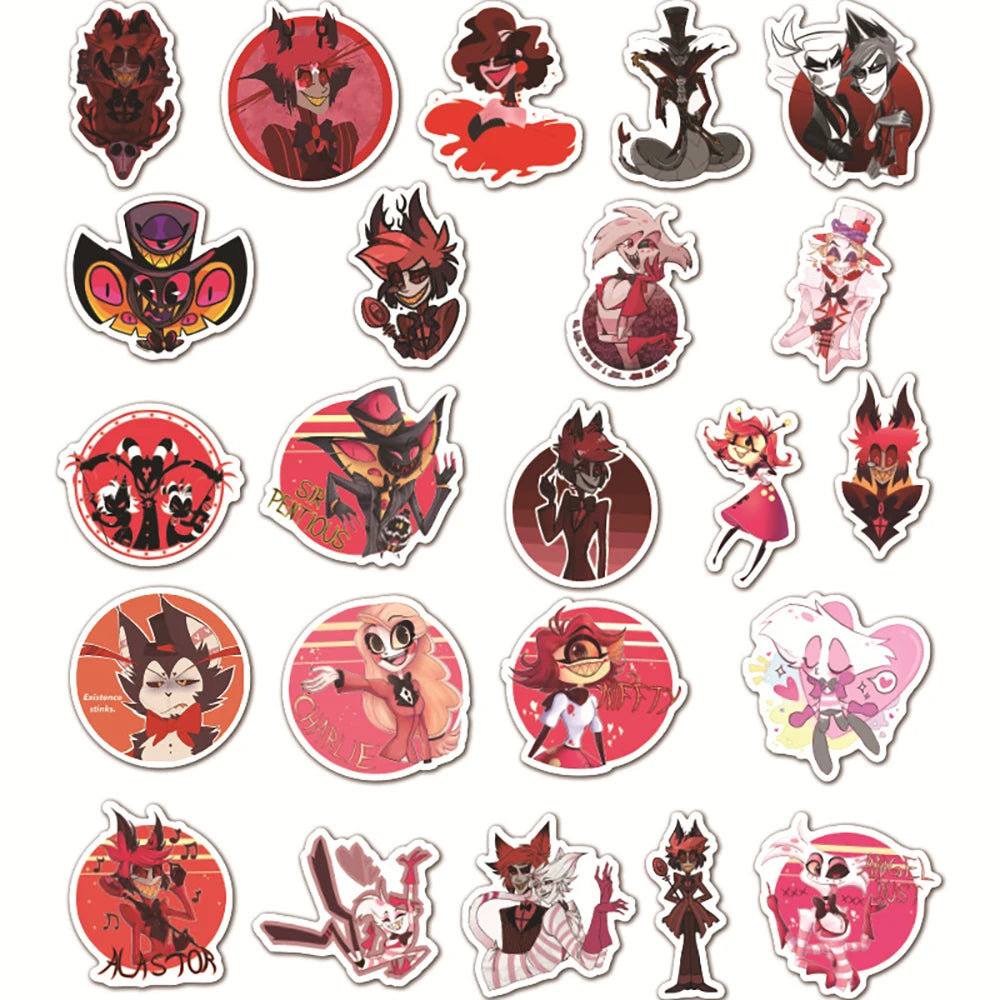 10/30/50PCS Helluva Boss Cartoon Stickers PVC Waterproof Suitcase Phone Laptop Helmet Notebook Car Bike Toys For Kids Decal Gift