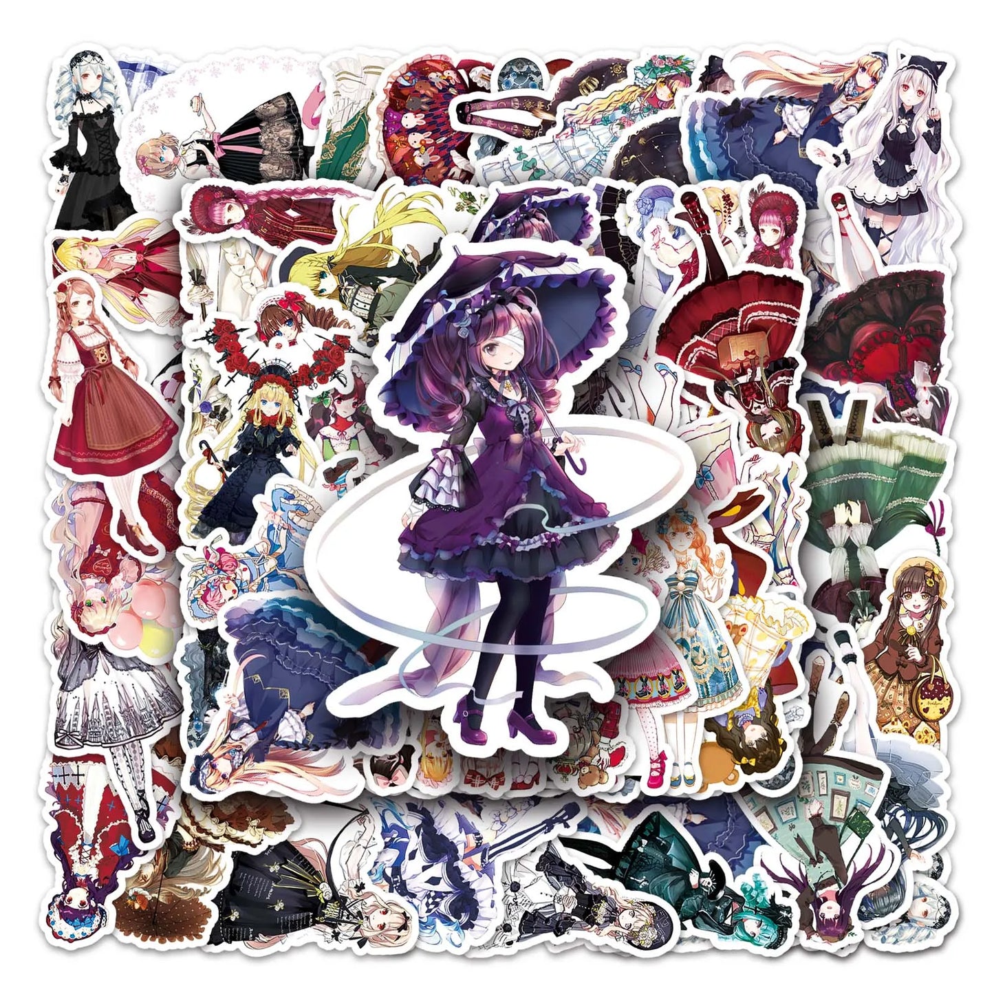 50Pcs Cute Girl Cartoon Waterproof Vinyl Stickers for Skateboard Snowboard
