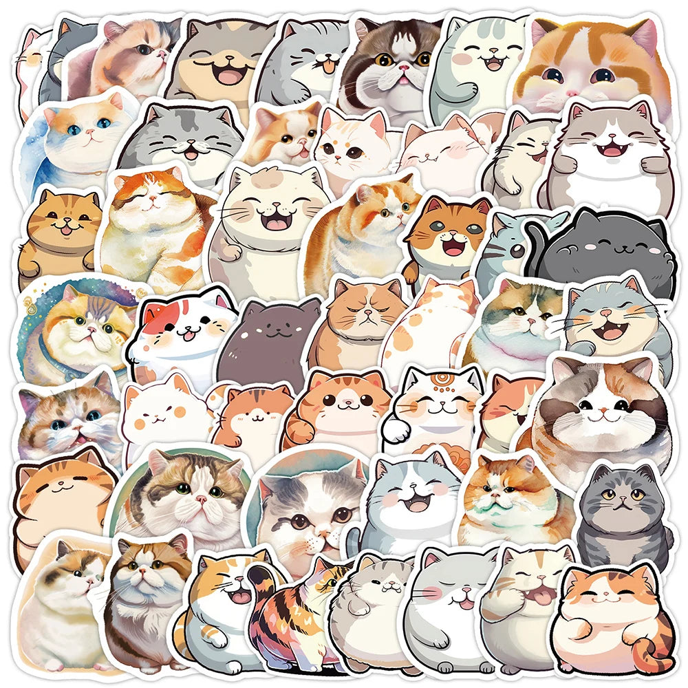 10/30/50pcs Kawaii Cat Cartoon Waterproof Stickers Cute Laptop Travel Luggage Phone Case Graffiti Sticker for Kids Classic Toys
