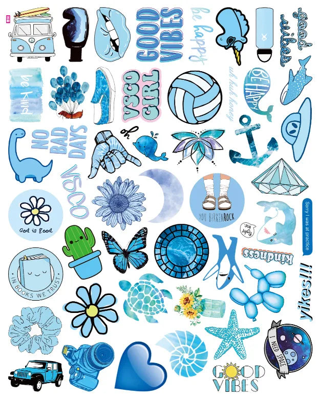 50pcs Cute Cartoon Stickers for Notebook, Luggage, Laptop, Phone