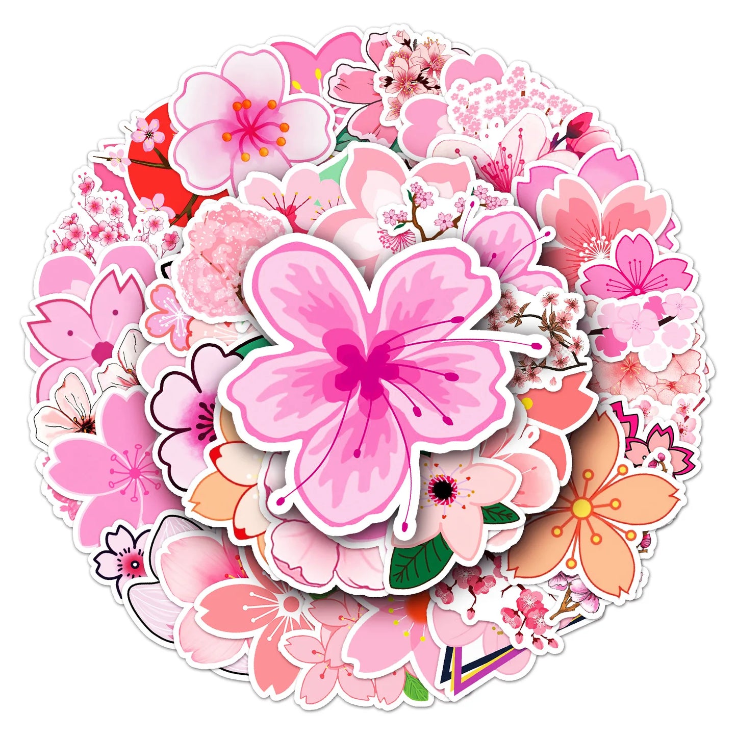 10/30/50PCS Ins Pink Cherry Blossoms Flowers Stickers DIY Travel Luggage Guitar Laptop Graffiti Sticker Decals Classic Kids Toys