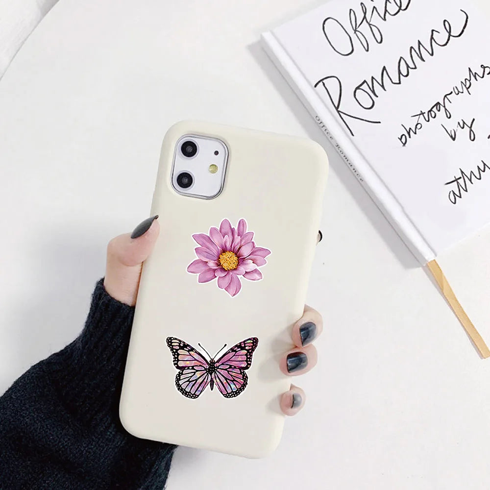 100-500pcs Butterfly Flower Sticker 8 Design Colorful Butterfly Decals Cute Stickers Party Decoration Scrapbook Stationery