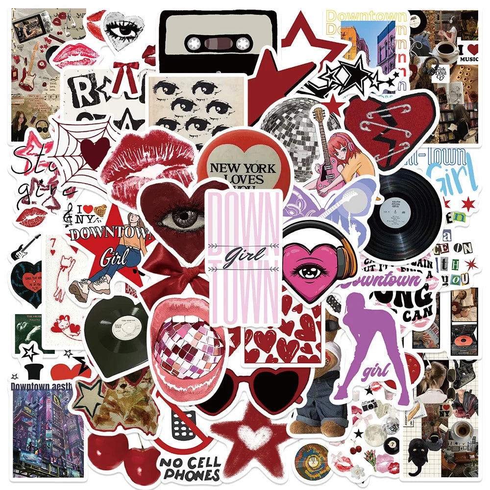 50PCS Y2K Vintage Aesthetic Stickers for Car, Laptop, Scrapbook