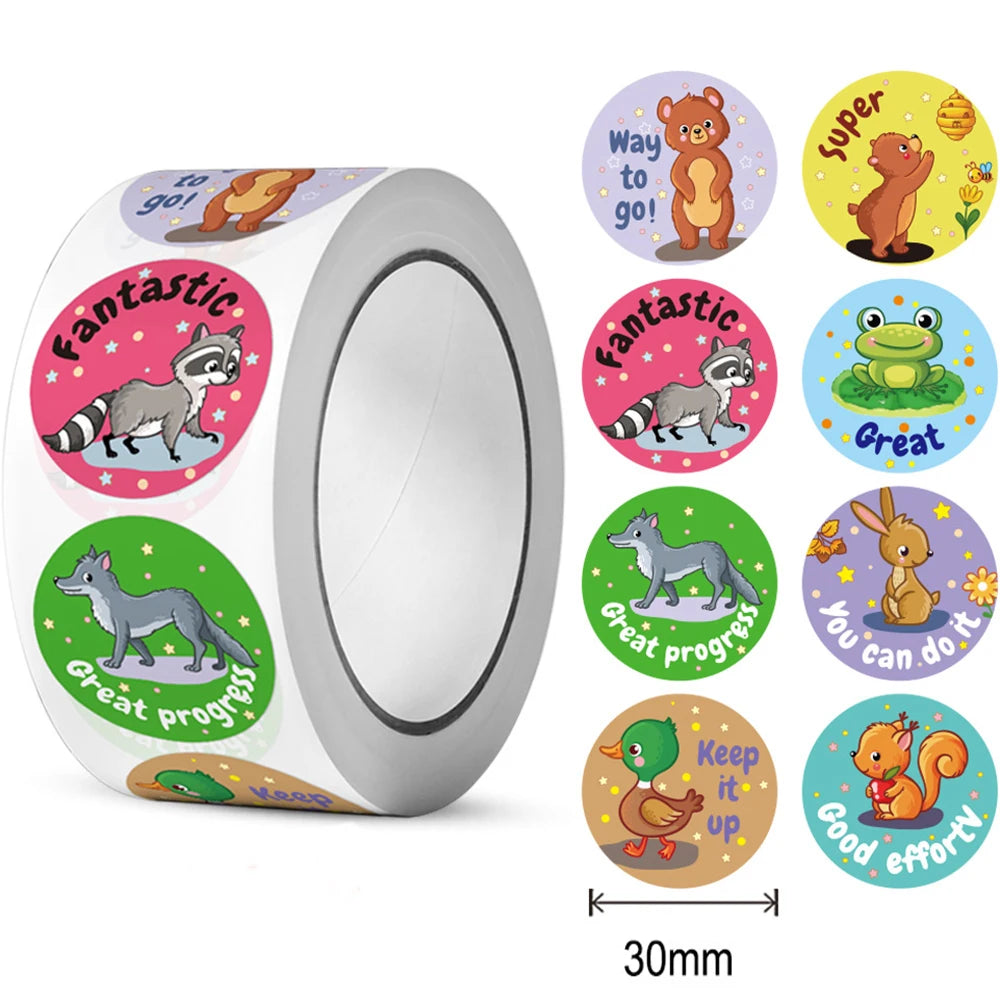 100-300pcs NEW Kids' Motivational Stickers Cute Animal Reward Sticker Friendly Campus Office Classification Self-adhesive label
