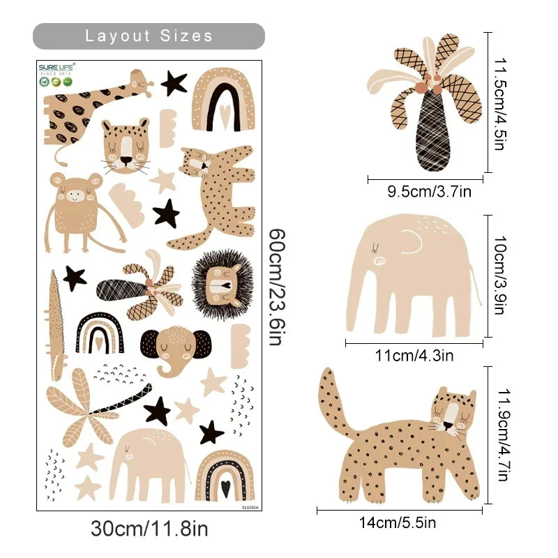 Boho Cute Elephant Wall Stickers Nursery Decor PVC Decals