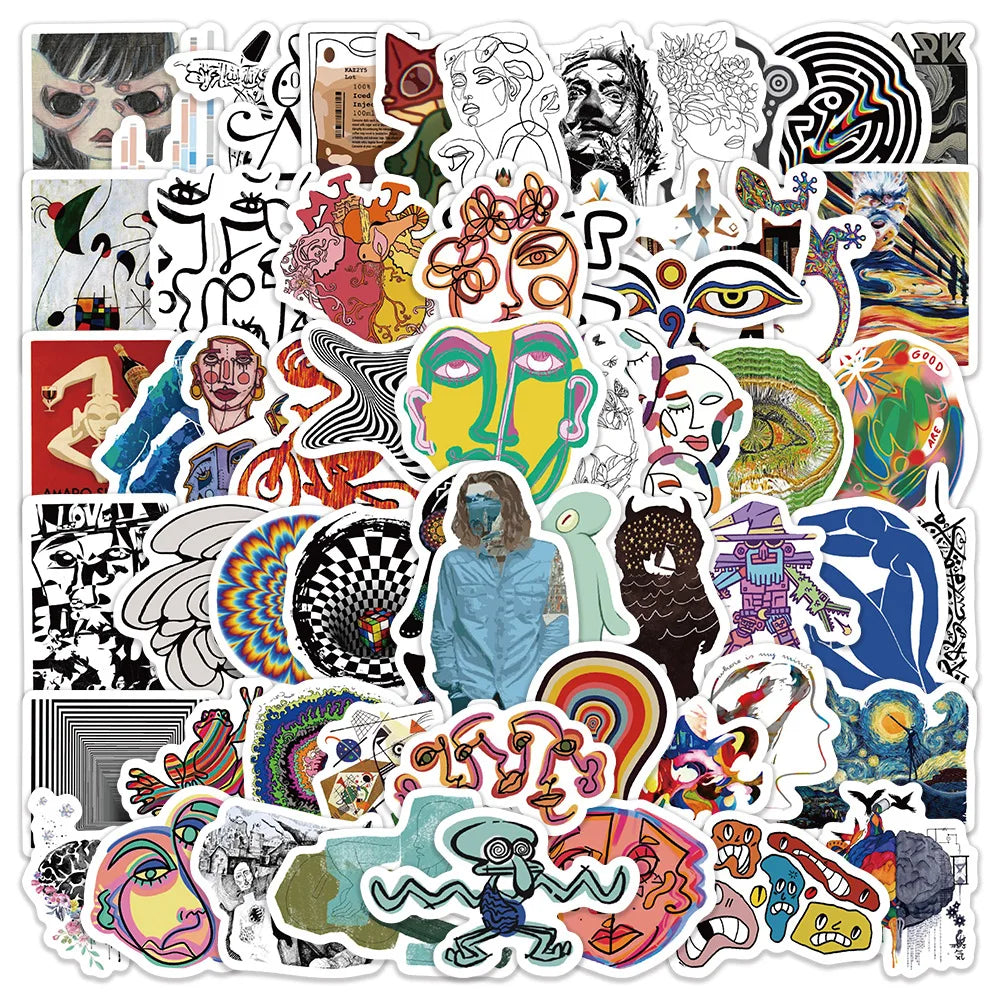 Abstract Art Cartoon Stickers PVC Waterproof Skateboard Notebook Graffiti Toys