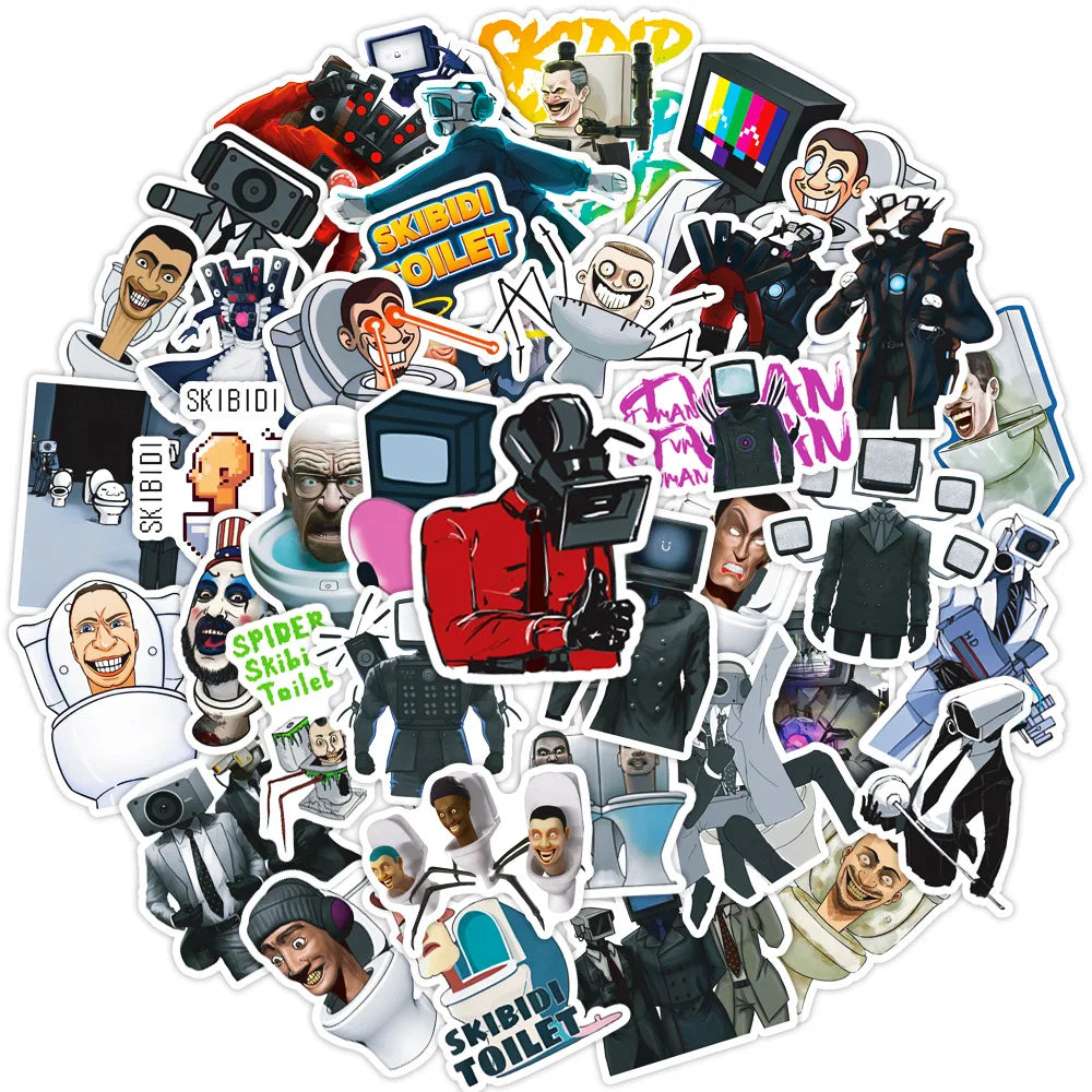 Skibidi Toilet Game Stickers Decals for Laptop Phone Luggage Skateboard Guitar 10/30/50PCS