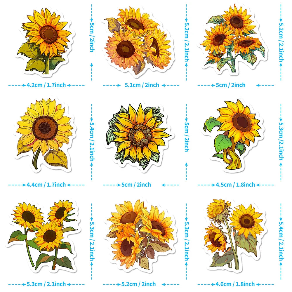 10/30/50pcs Cartoon You Are My Sunshine Sunflower Stickers Laptop Notebook Phone Suitcase Car Decoration Sticker Decals Kids Toy