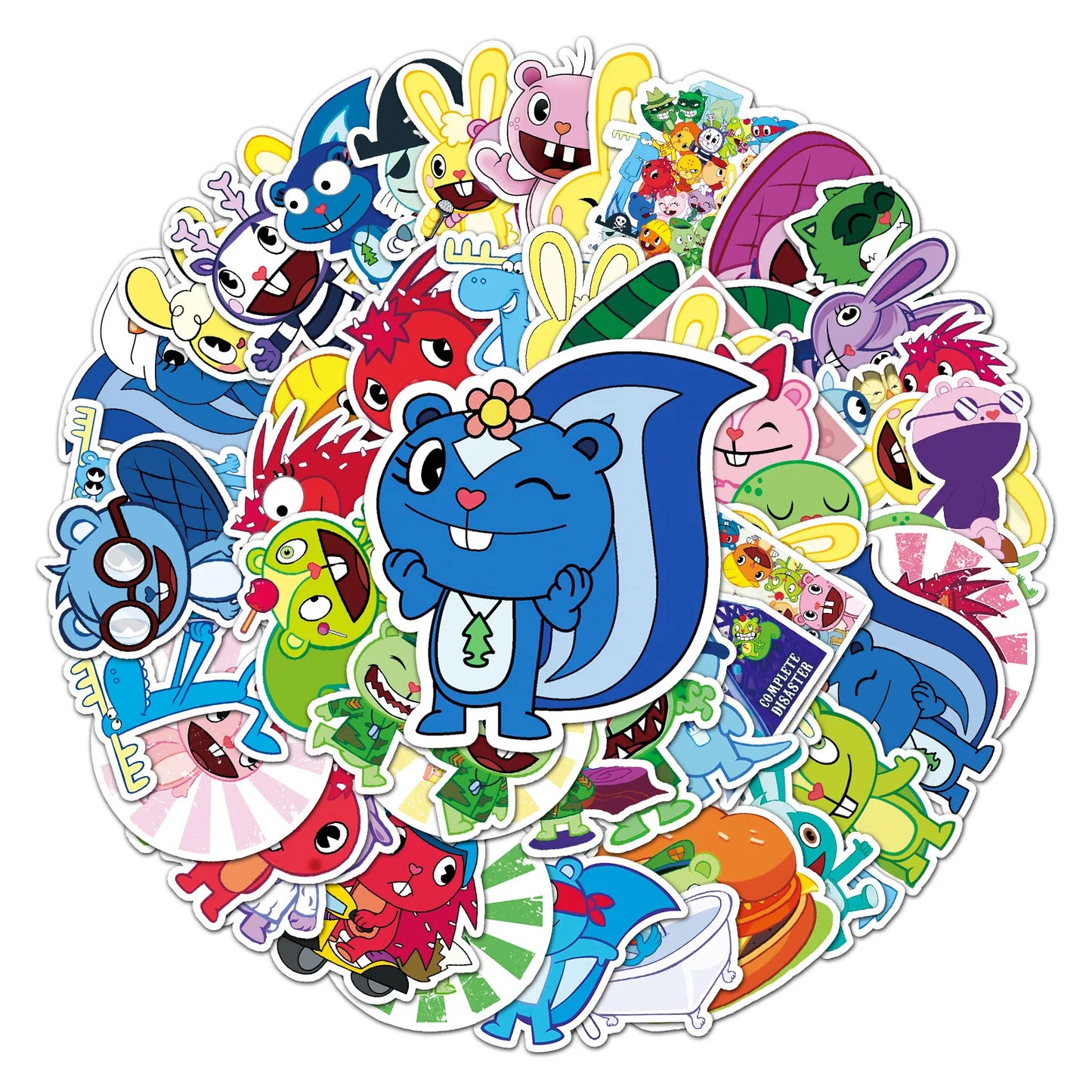 10/30/50pcs Cartoon Happy Tree Friends Stickers Laptop Bike Travel Luggage Funny Graffiit Sticker Decals for Kids Toy Wholesale