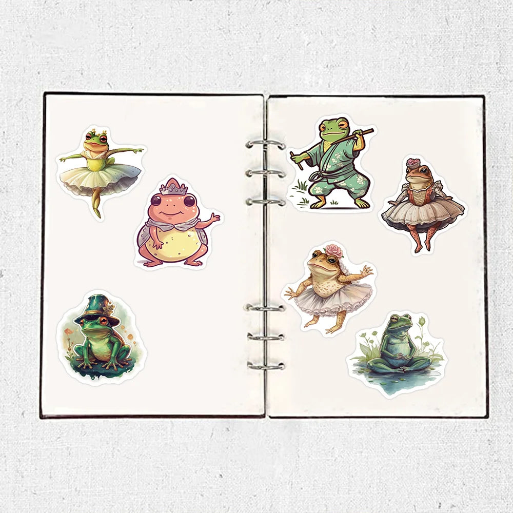50pcs Psychedelic Frog Stickers For Guitar Laptop Helmet Scrapbook Suitcase Stationery Phone Vintage Sticker Craft Supplies