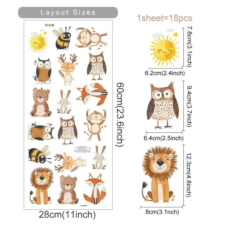 Cute Cartoon Monkey Rabbit Nursery Wall Stickers Kids Room Decor Decals