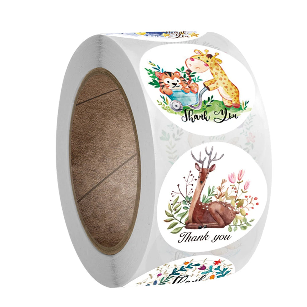 100-500pcs Round Cartoon Animal stickers for kids Teacher Reward Encourage Sticker Office Stationery for children 1inch
