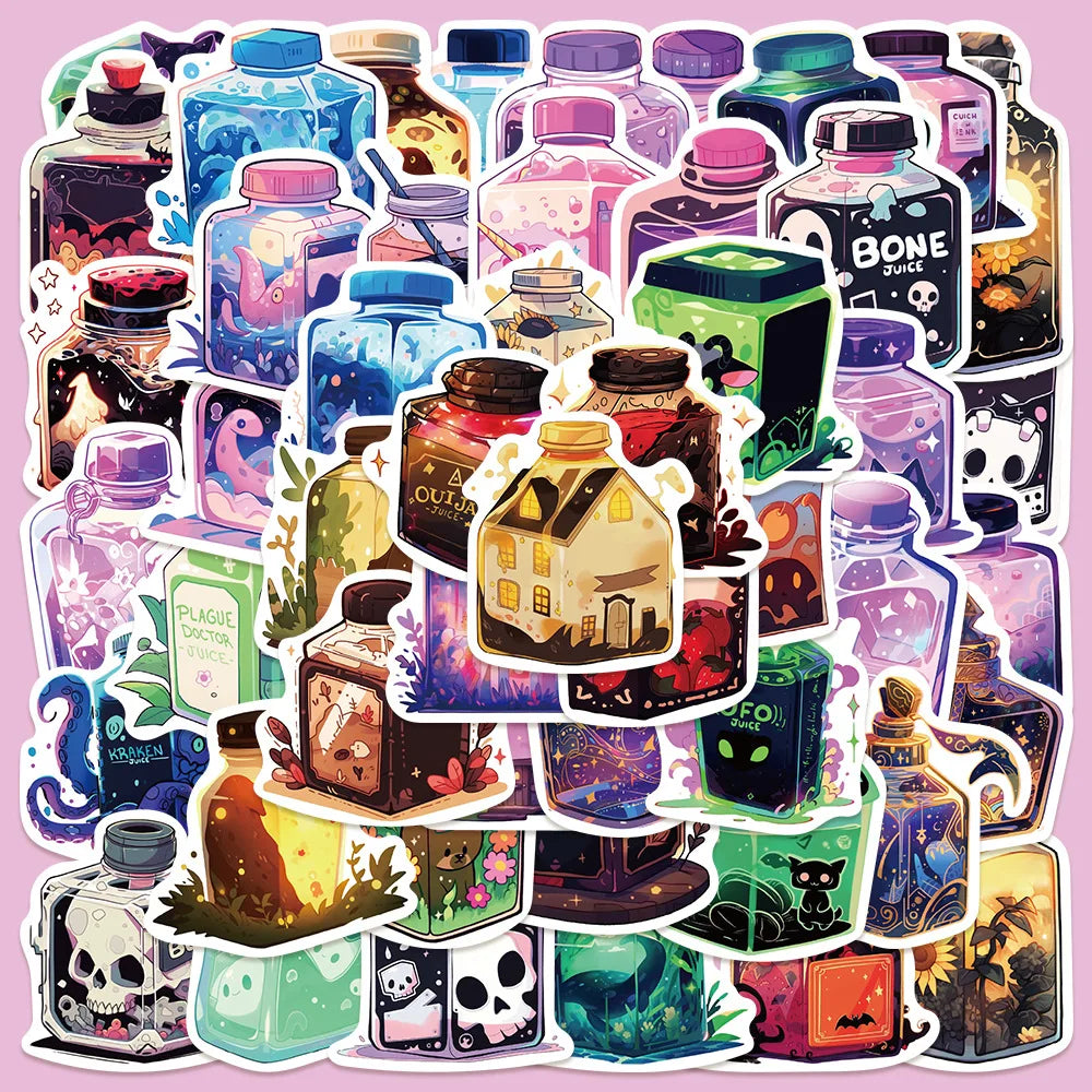50pcs Gothic Magic Juice Graffiti Stickers for Helmets, Walls, DIY Decor Wholesale