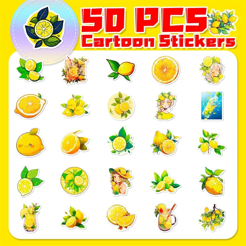 10/30/50PCS Fresh Lemon PVC Sticker Aesthetic Children's Decoration Scrapbooking Korean Stationery School Supplies for Kids