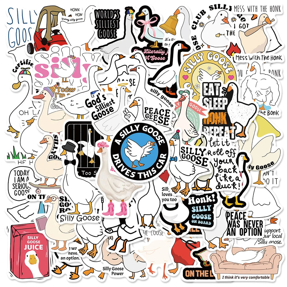 50PCS Cute Goose PVC Stickers Aesthetic Kids Stationery Scrapbooking Supplies