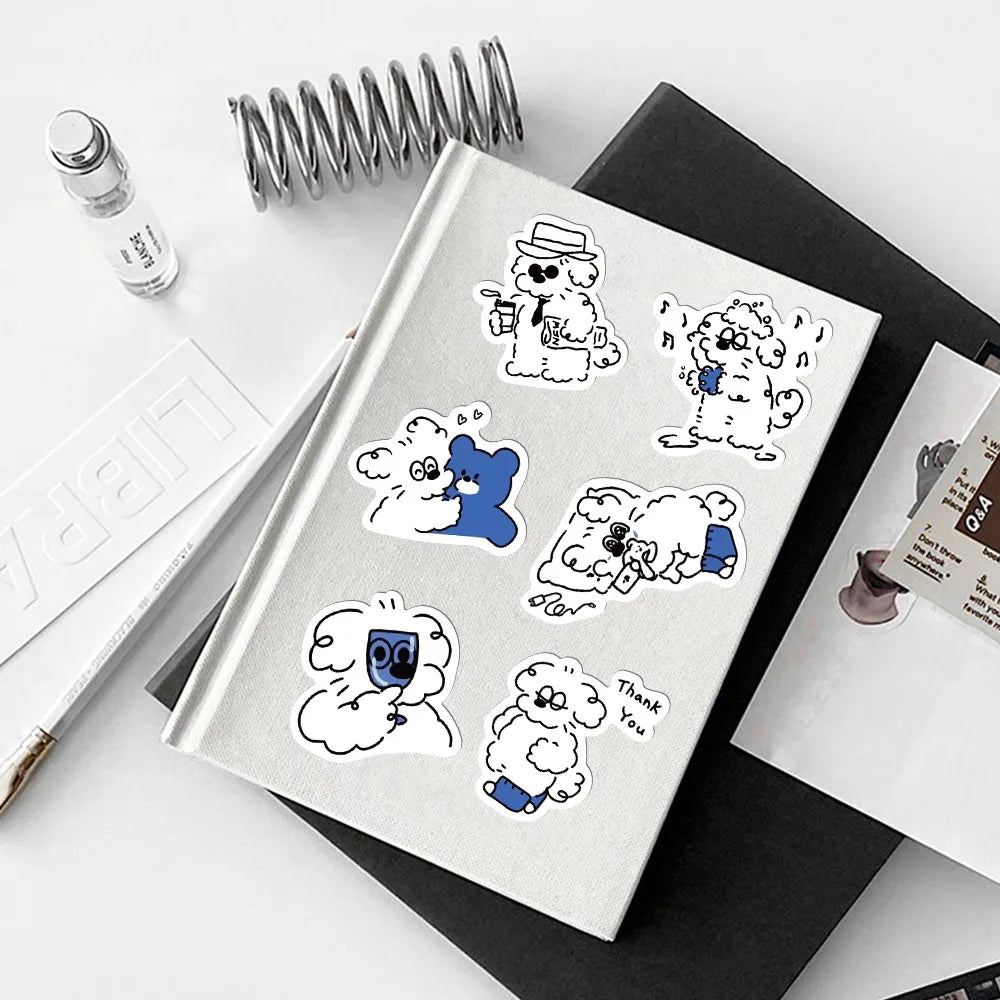 10/30/65PCS Kawaii Naughty Puppy Dog Stickers Graffiti DIY Luggage Phone Fridge Laptop Wall Decals PVC Waterproof Classic Toys