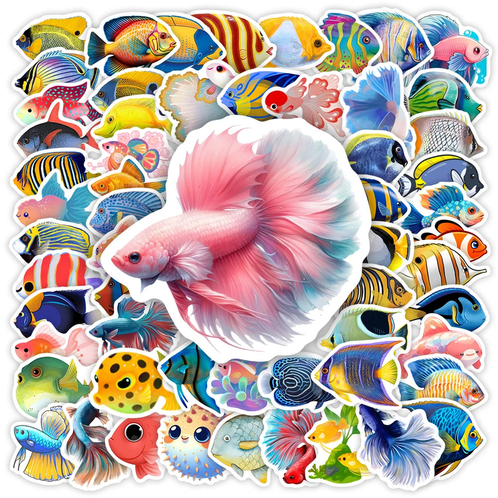 Aesthetic Cartoon Tropical Fish Sticker Art Clipart DIY Gift Toys Decal for Laptop Phone Decorative Bottles Luggage Waterproof
