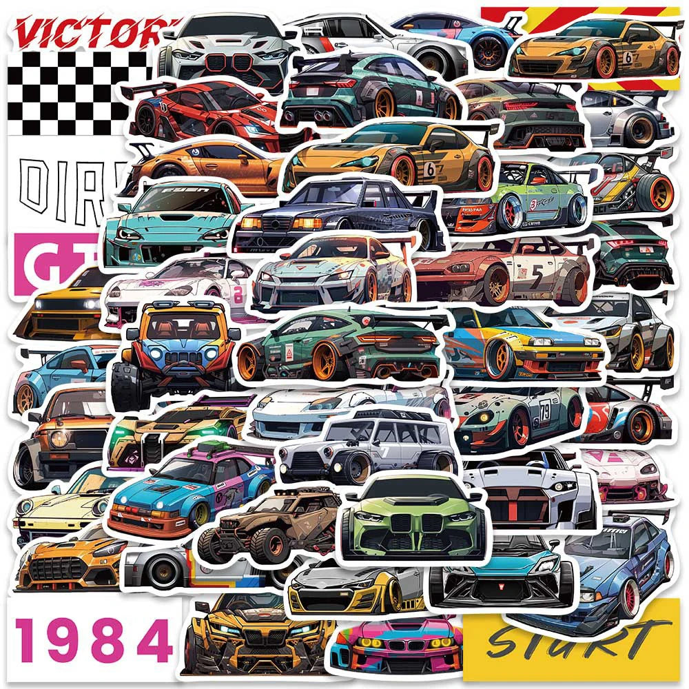 JDM Racing Car Anime Graffiti Stickers Decal Pack - Waterproof for Skateboard, Laptop, Motorcycle