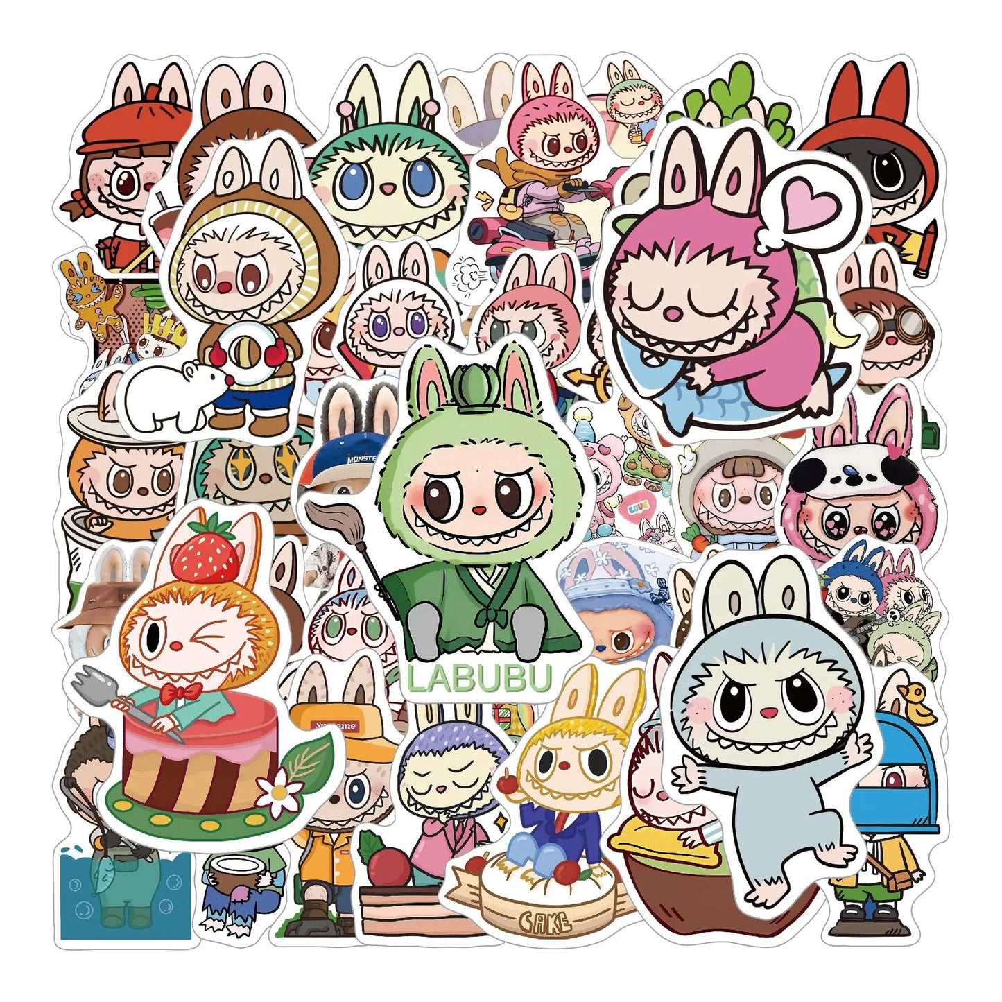 Cartoon Labubu Graffiti Stickers PVC Waterproof Skateboard Notebook Toy