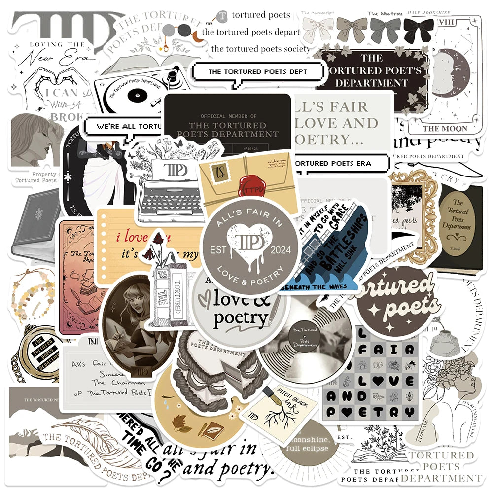 50PCS POP Singer Album Stickers Decals for Laptop Guitar Notebook PVC