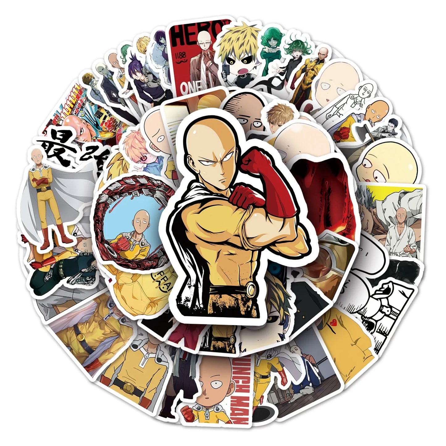MINISO One Punch Cartoon Waterproof Vinyl Stickers (57 Pcs)