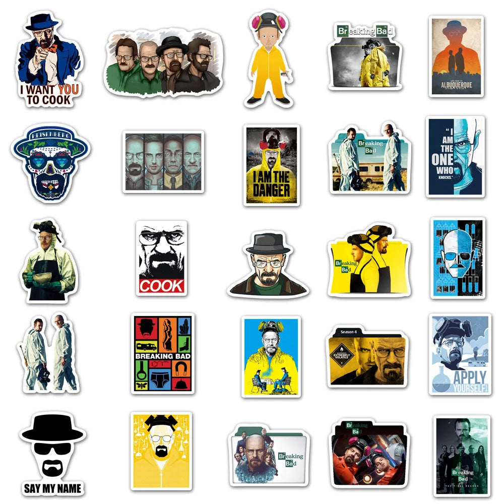 10/30/50pcs TV Series Breaking Bad Graffiti Stickers Decals Travel Luggage Laptop Skateboard Helmet Car Cool Sticker Kids Toy