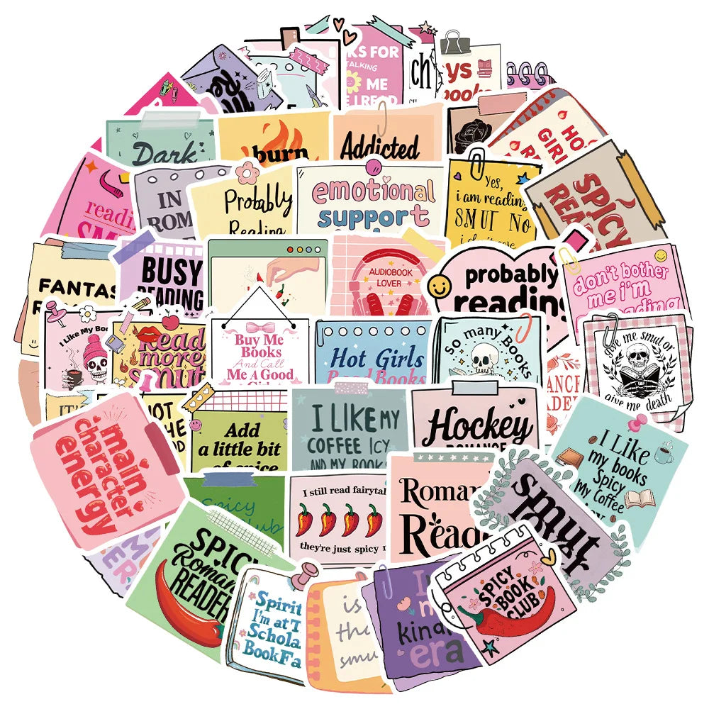 Bookish Graffiti Stickers 10/30/50Pcs for Suitcase, Skateboard, Laptop, Luggage, Phone, DIY Decal