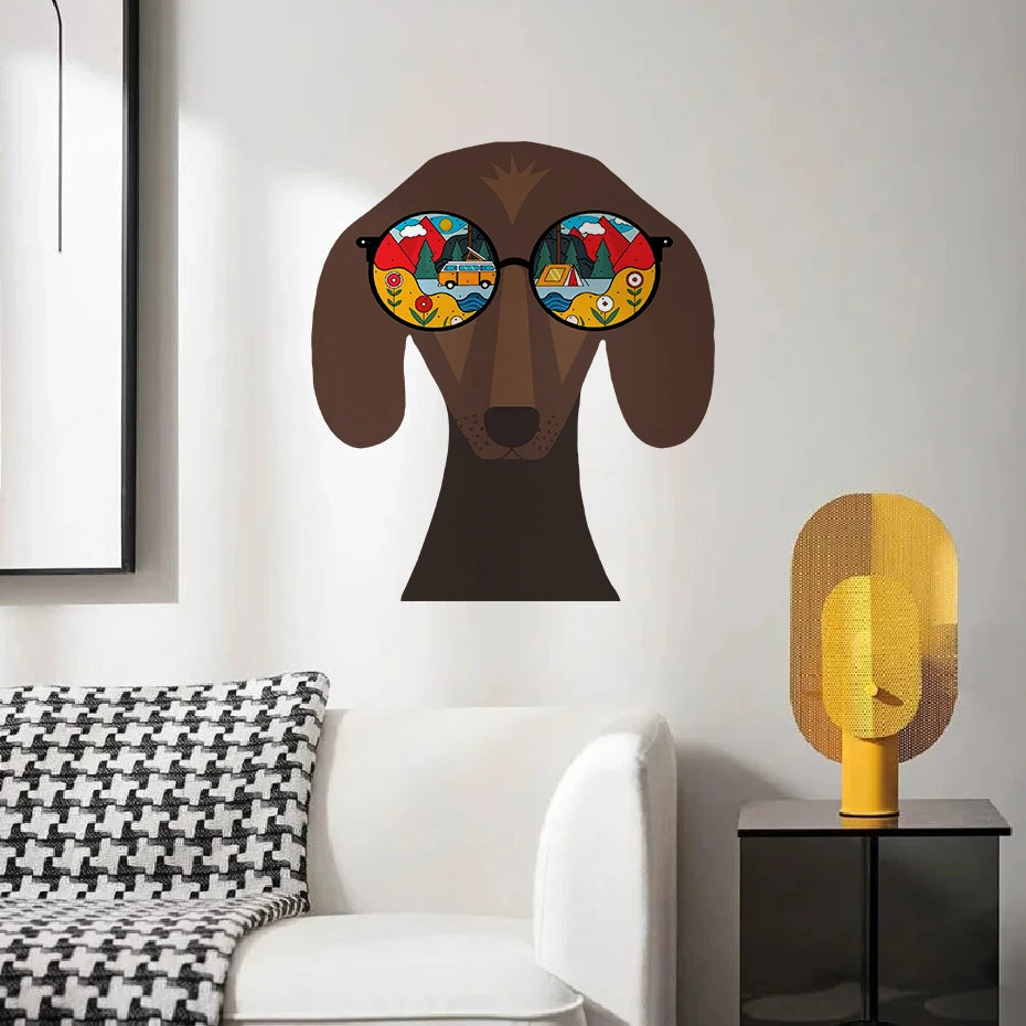 Cute Dog Glasses Wall Sticker Vinyl Art Decor for Kids Room