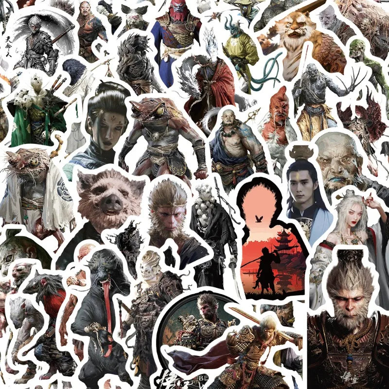 55pcs Black Myth: Wukong Stickers for Luggage, Water Cup, Phone, Laptop, Scooter, Refrigerator