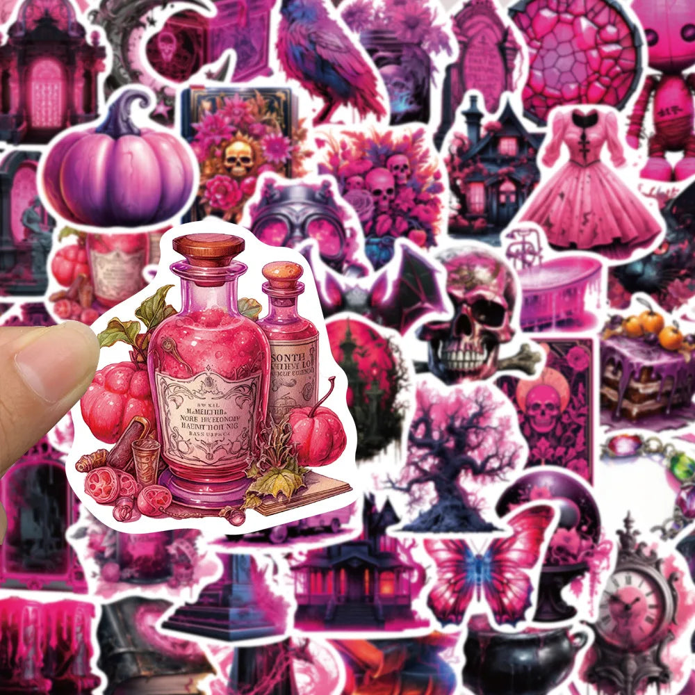 10/30/50PCS Horror Dark Purple Stickers Cool Graffiti Toys Waterproof Skateboard Phone Bike Skateboard Laptop Helmet Decals Gift