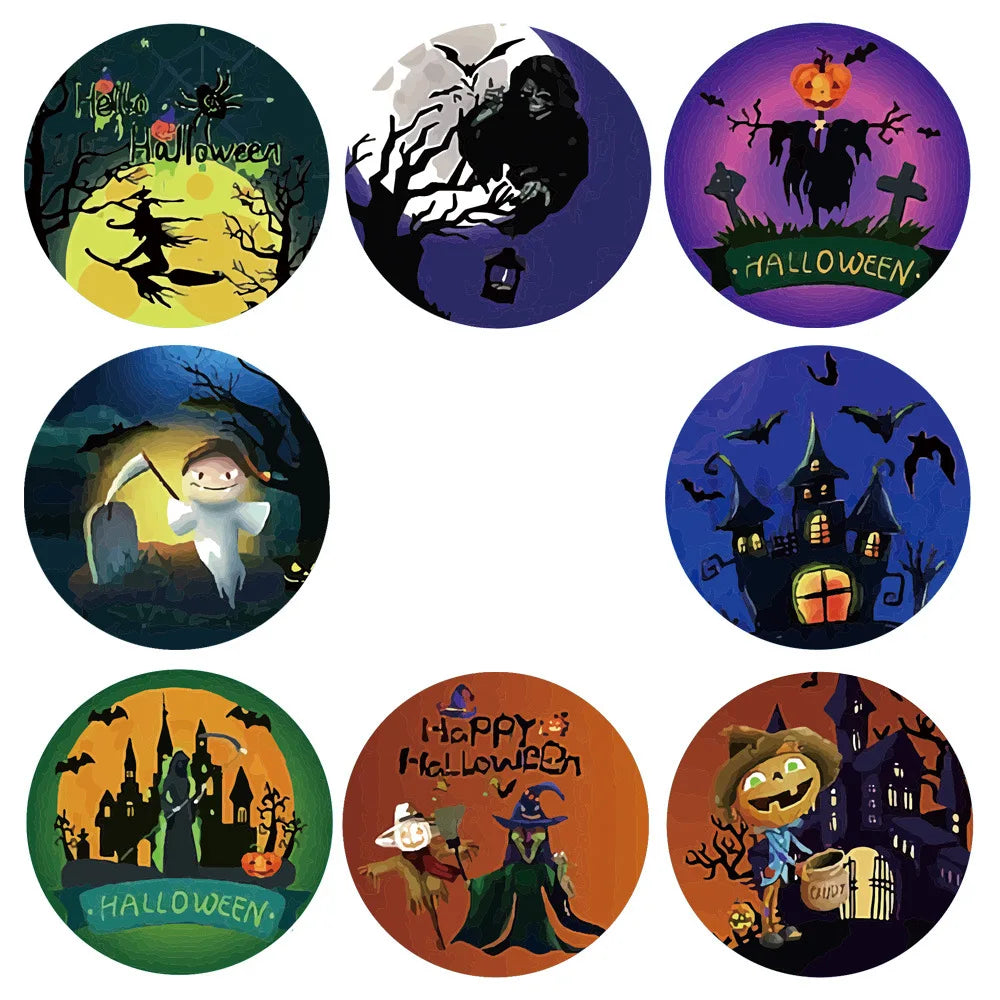100-500pcs Halloween Pumpkin Bat Sealing Sticker 1inch Happy Halloween Sticker For Kids Party Baking Accessories Tools DIY