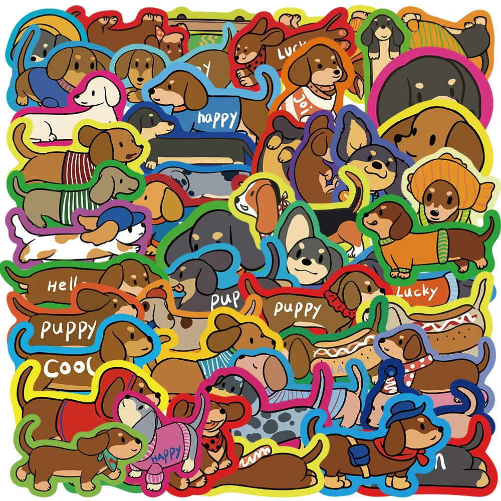 50Pcs Dachshund Stickers Waterproof for DIY & Decor