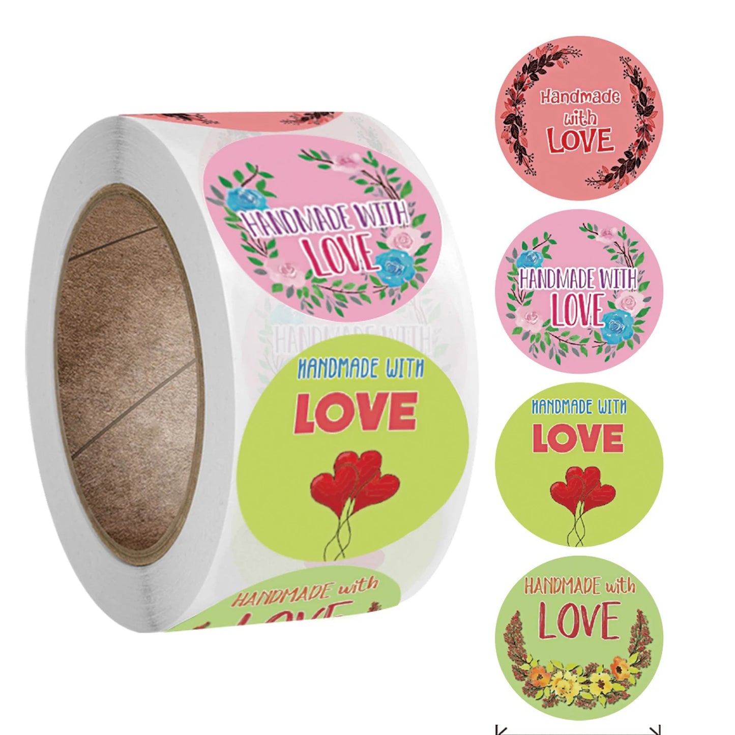 100-500pcs Handmade With Love Kraft Paper Stickers Round Adhesive Labels Baking Wedding Decoration Party Decoration Sticker