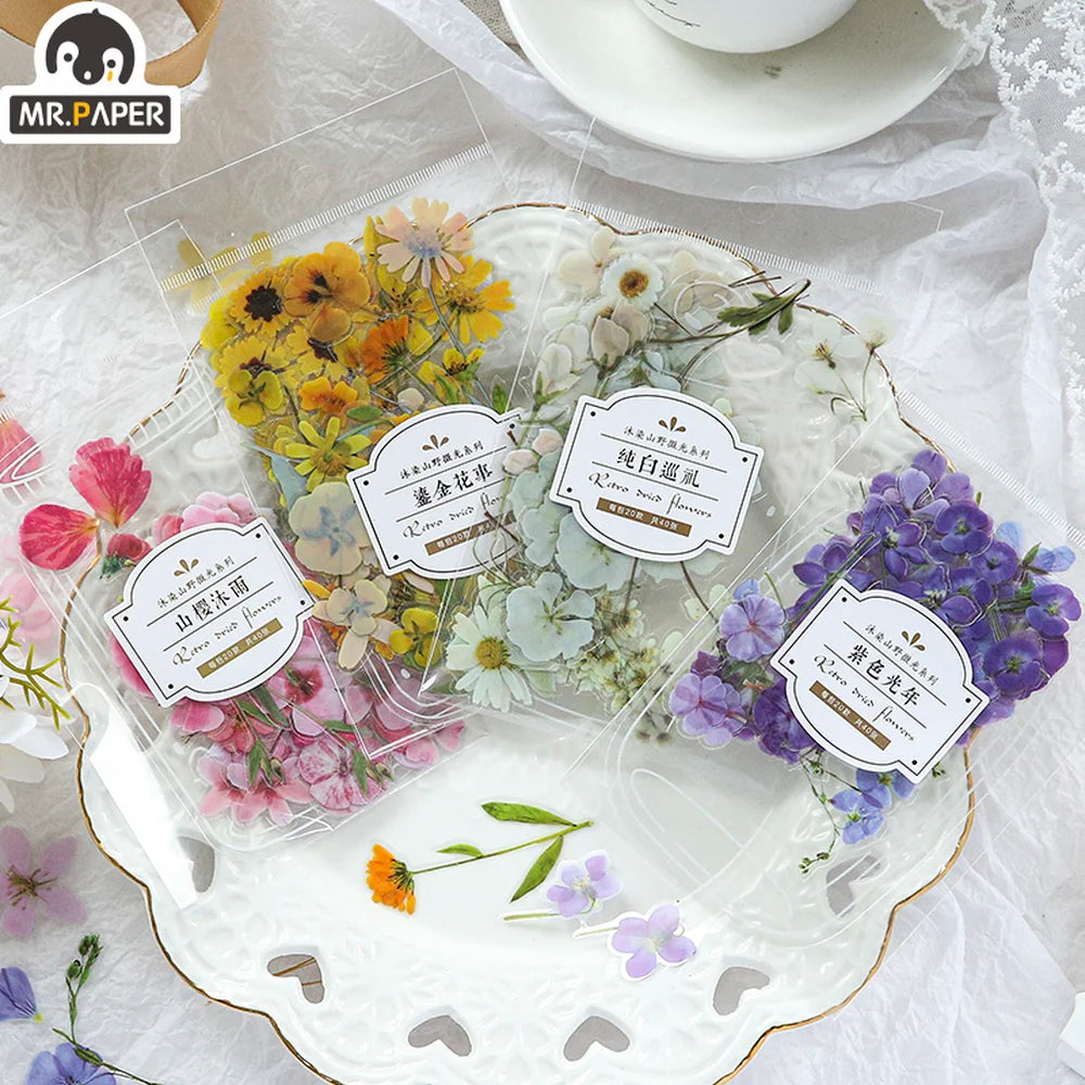 40Pcs Fresh Flower Stickers - Cute Decorative Stationery Stickers