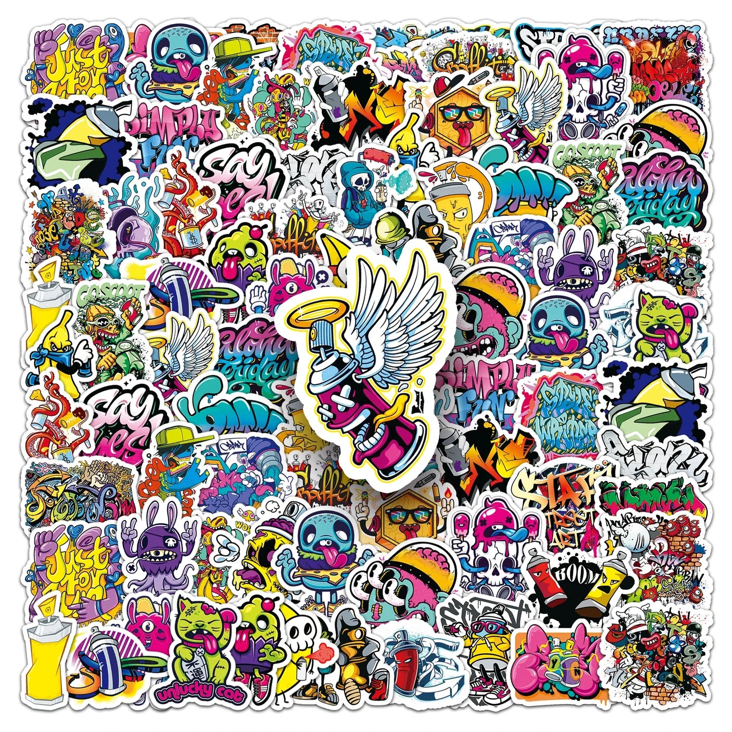 50Pcs Cartoon Graffiti Waterproof Vinyl Stickers for Skateboard Snowboard