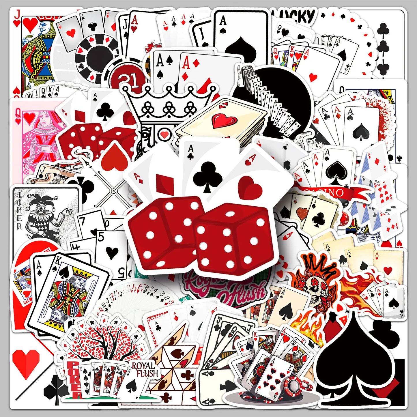 Cool Playing Card Stickers 10/30/50PCS Waterproof DIY Decoration for Motorcycle, Phone, Notebook, Fridge, Suitcase, Car
