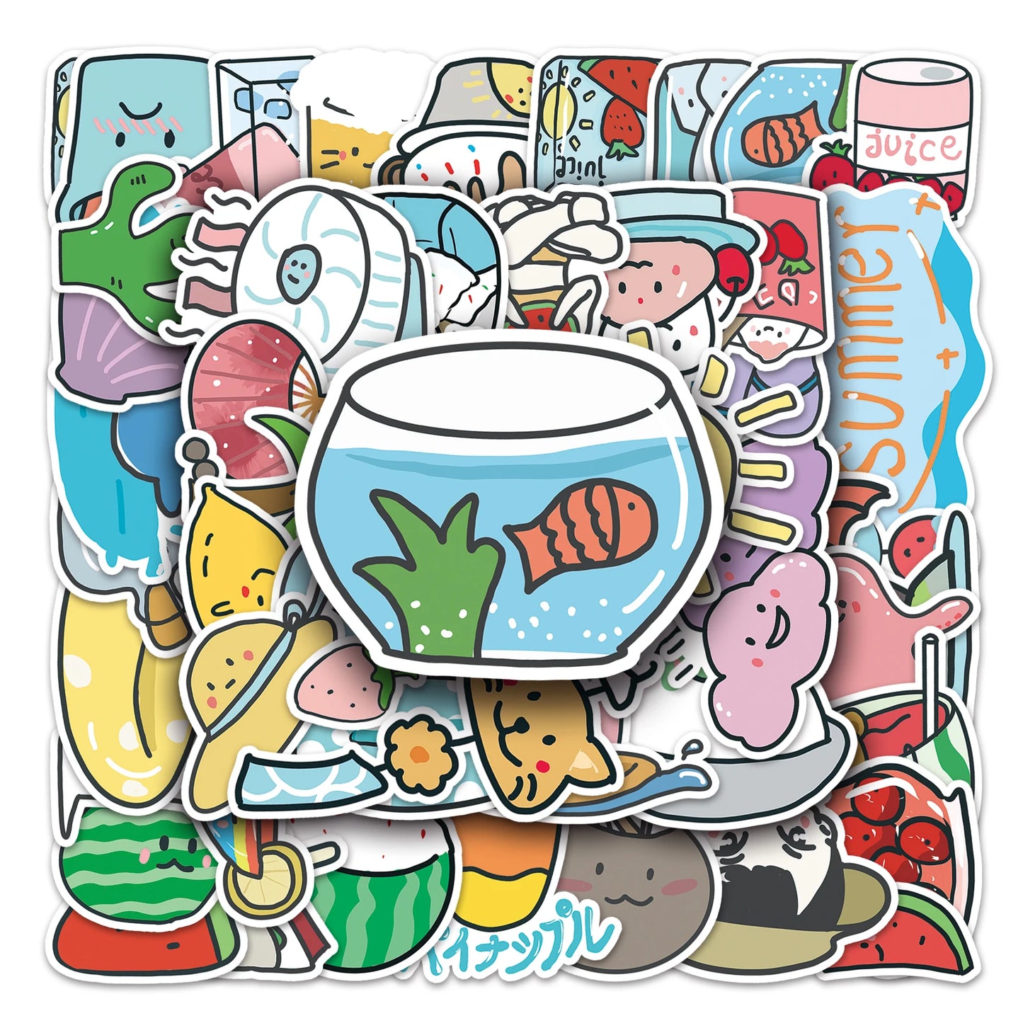 50Pcs Cute Cartoon Waterproof Vinyl Stickers for Skateboard Snowboard Decals