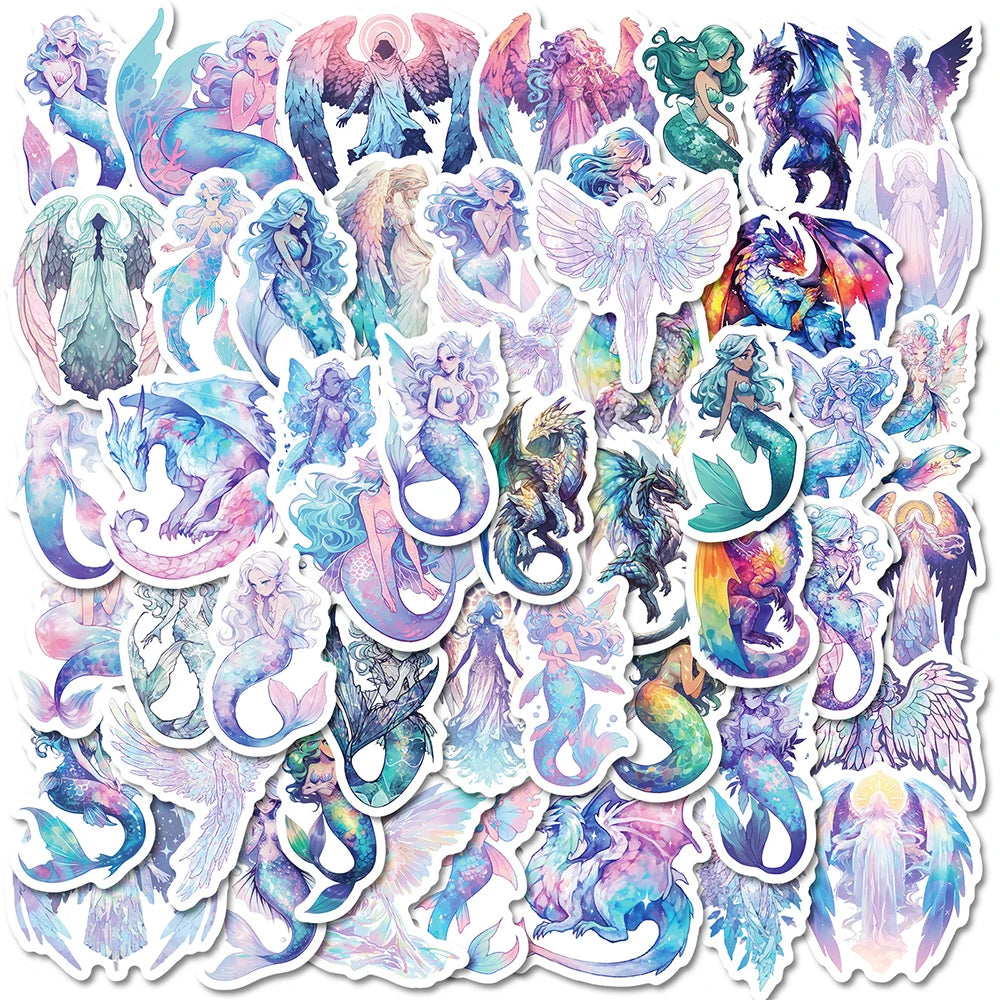 Mermaid Cartoon Stickers for Laptop Phone Suitcase Notebook (10/30/50pcs)