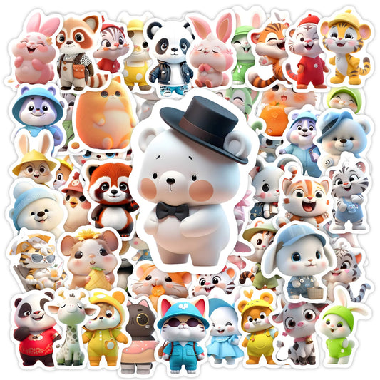 Kawaii Cute 3D Animal Doll Stickers Children DIY Toy Gift Graffiti Decal for Phone Luggage Laptop Bottles Scrapbook Waterproof