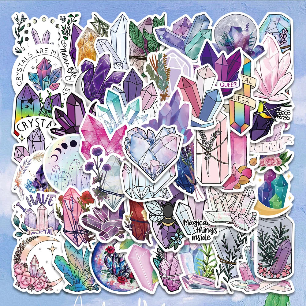 50PCS Witch Crystal Stickers for Laptop, Skateboard, Car, Motorcycle, Bicycle, Luggage