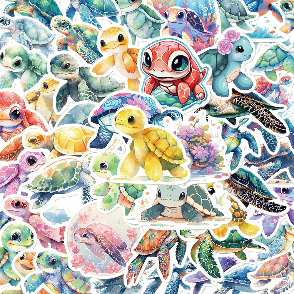 Sea Turtle Stickers Pack - Cute Aesthetic Decals for Laptop, Phone, Car, Kids