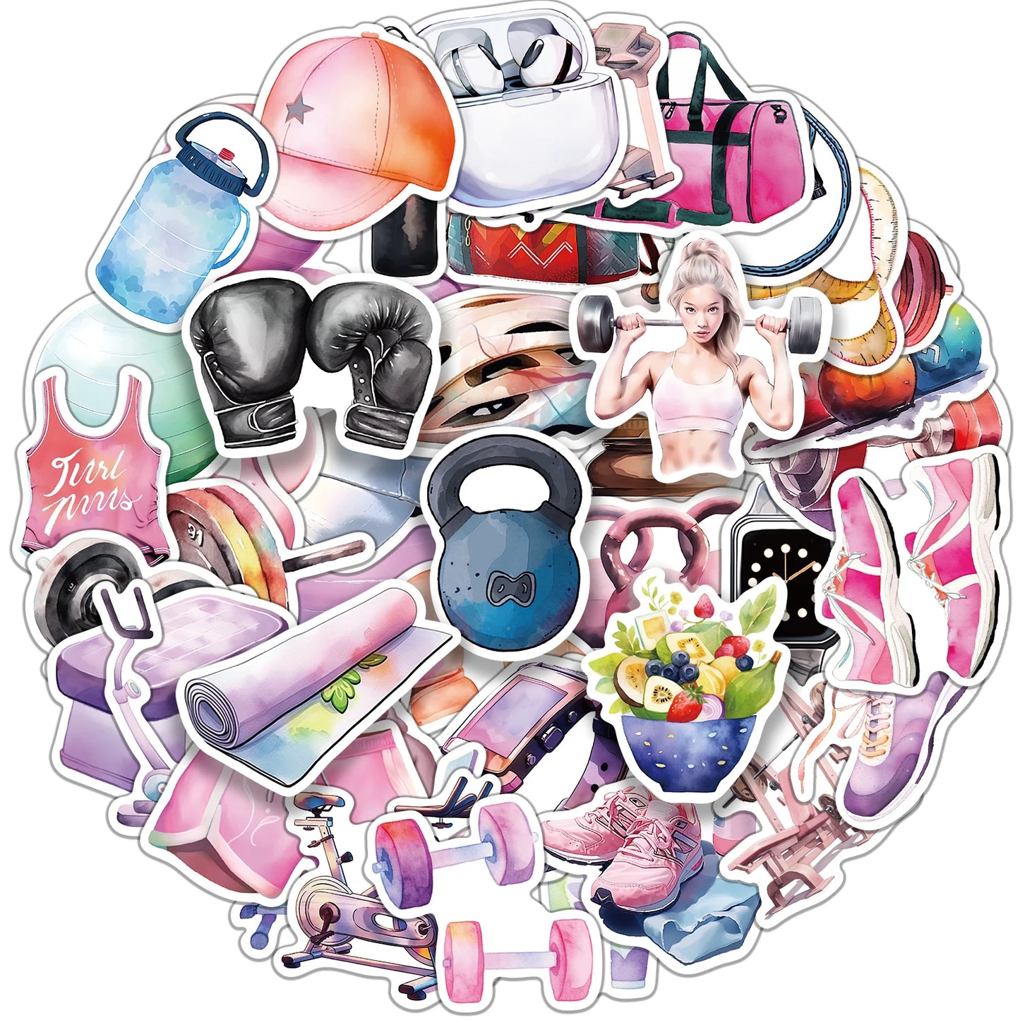 50pcs Fitness Graffiti Stickers for Water Bottles & Laptops