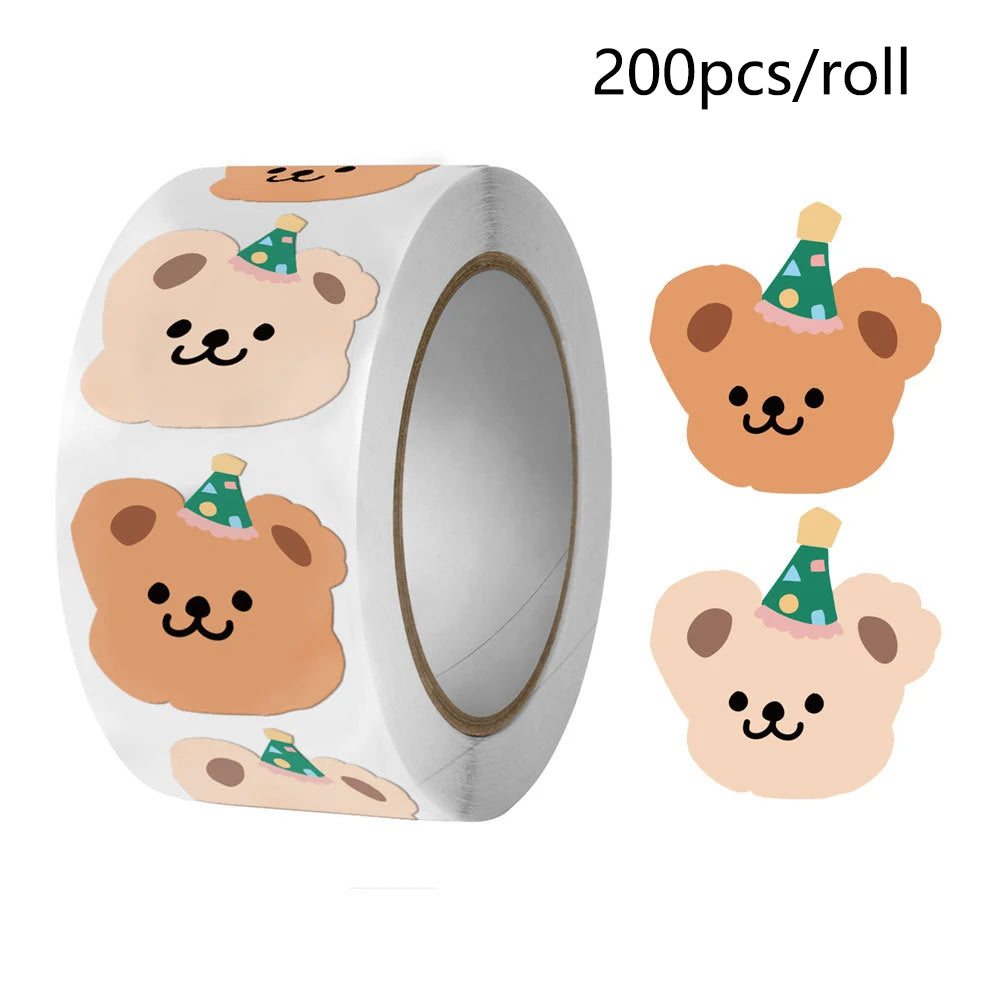 50-200Pcs Cute Little Bear Stickers Whole Paper Adhesive Tape INS Korean Simplified Sealing Sticker Packag Decor Lables