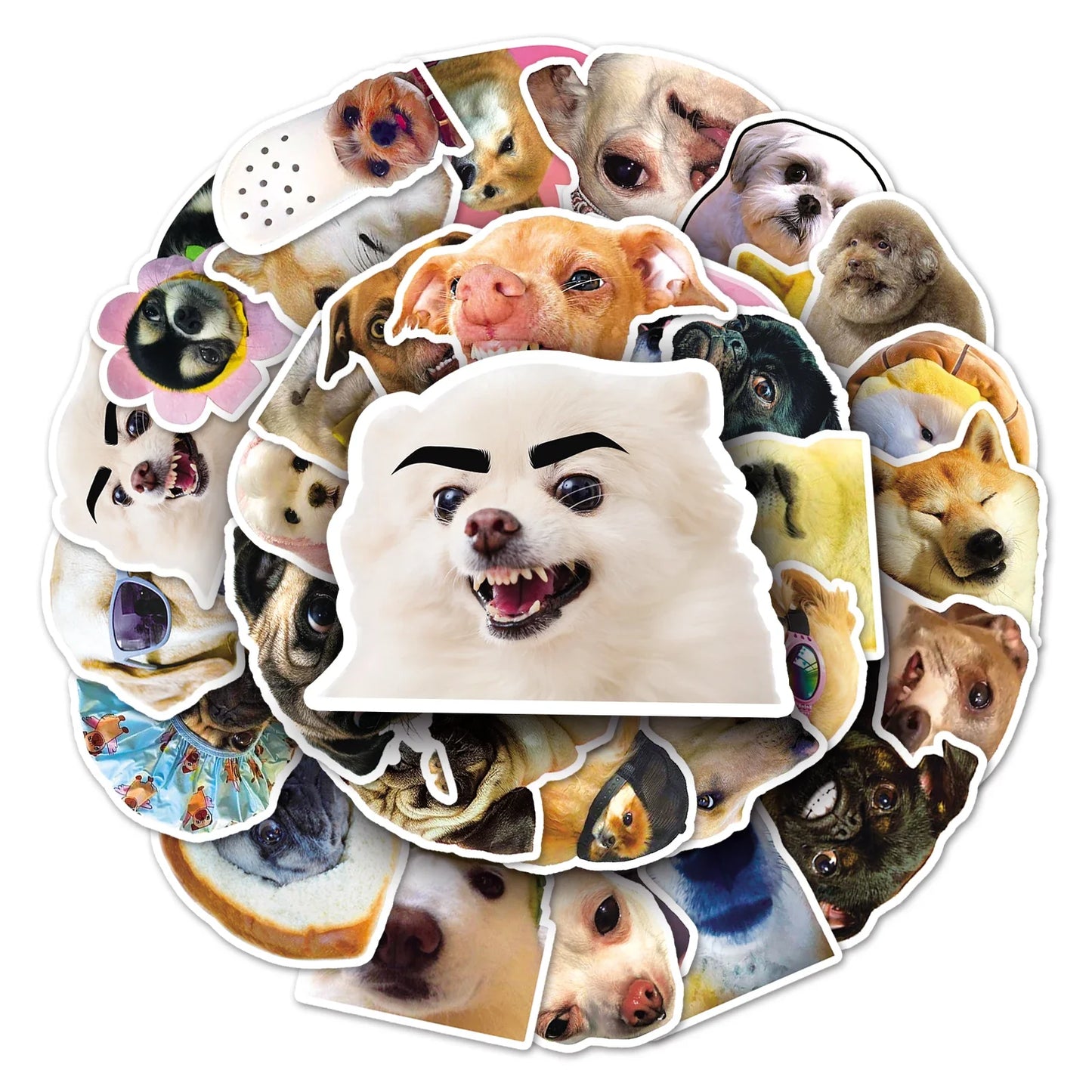 50Pcs Dog Emoji Cartoon Waterproof Vinyl Stickers for Skateboard Snowboard