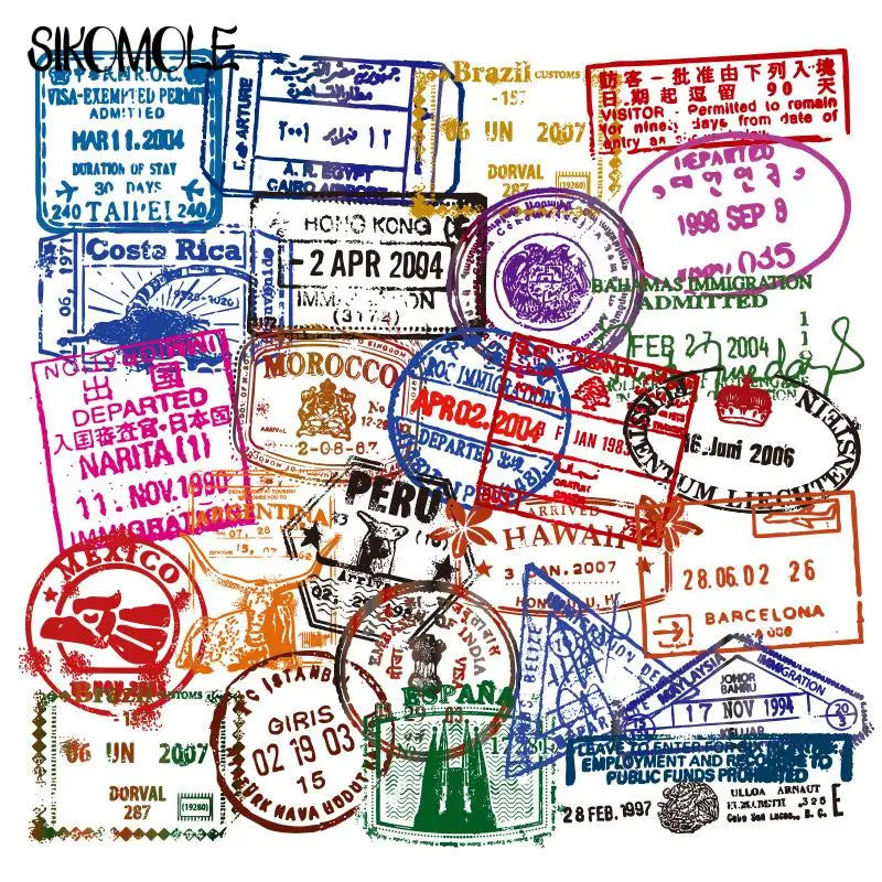 Transparent Retro Postmark Sticker Set for DIY, Notebook, Skateboard, Car, Motorcycle Decal