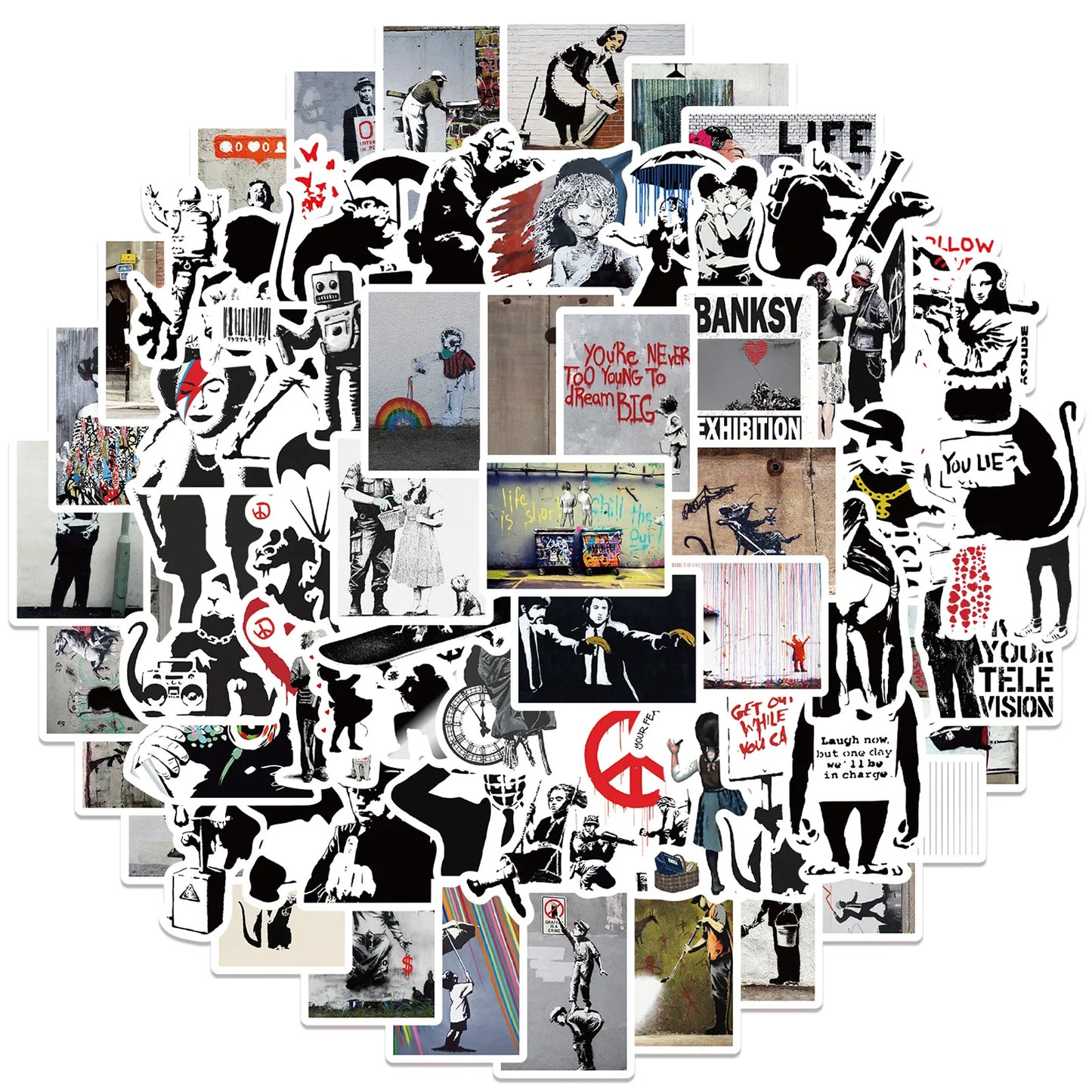Banksy Graffiti Cartoon Stickers Waterproof DIY Notebook Luggage Suitcase Toy